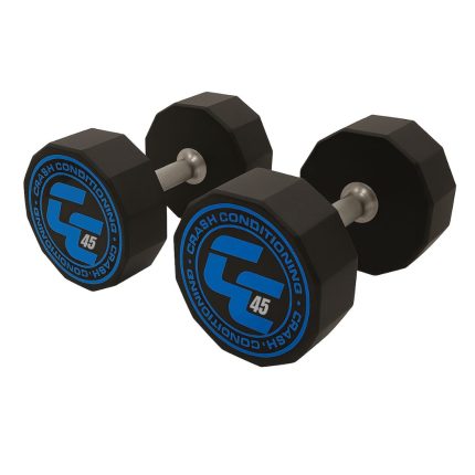 Your logo on top of the line 10 or 12 sided urethane dumbbells