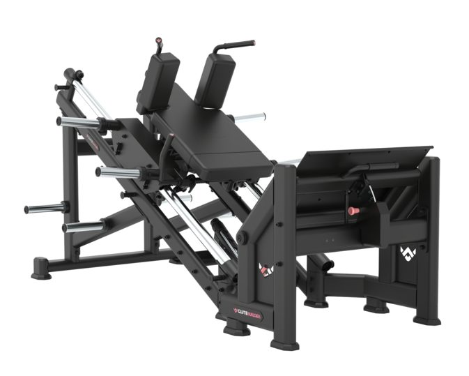 Glute Hack Squat Glutebuilder GPL0613 quarter view Glutebuilder Plate Loaded Glute Hack Squat