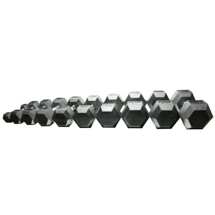 Commercial quality Rubber Hex Dumbbells in a 5- 50lb set 5 lb increments